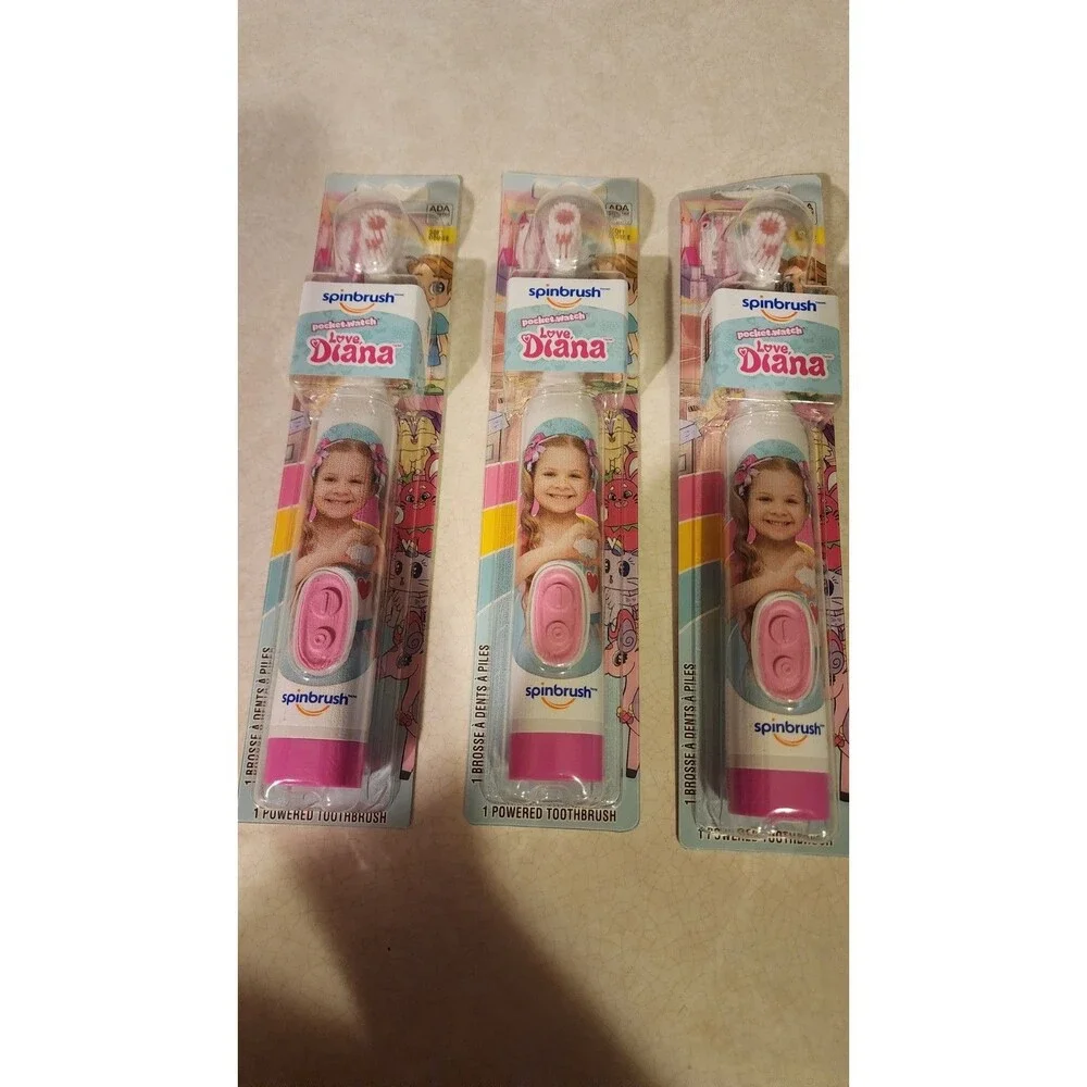 LOT OF 3 SPINBRUSH Love, Diana Soft Battery-Powered Electric Toothbrush Kids New